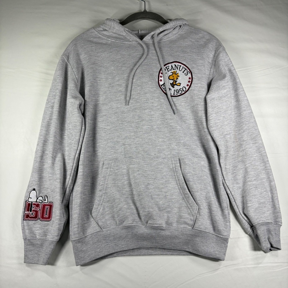 Peanuts Snoopy Woodstock Heather Gray Graphic Hoodie Freeze Size Small - Picture 4 of 11